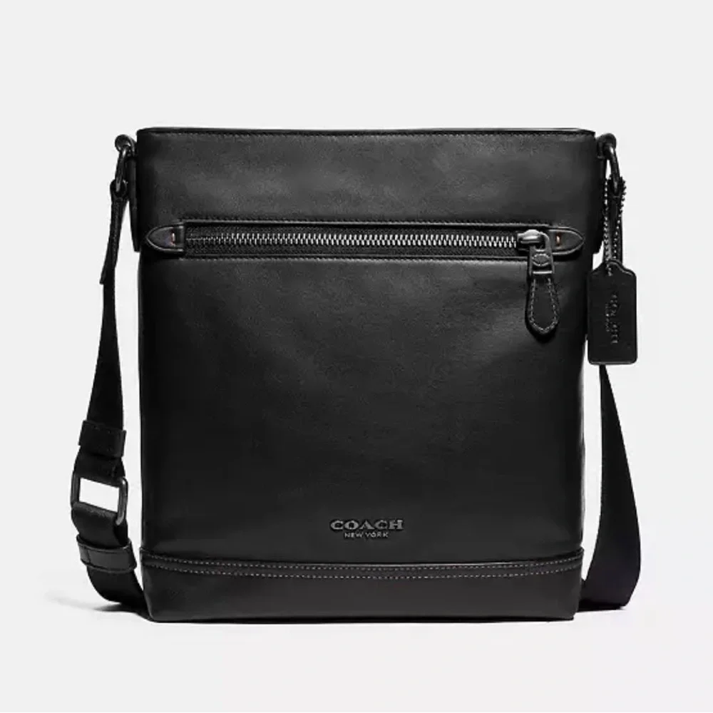 Coach Black Leather Messenger Bag Men’s